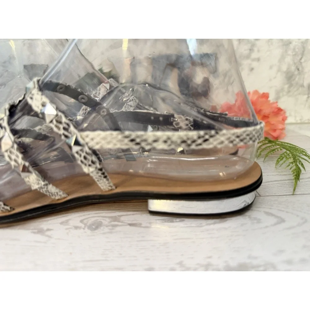 Gray Dune London Reptile Print Gladiator Sandals Katrine‎ Studded 36 US 5/5.5